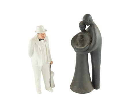 A Royal Doulton figure of Winston Churchill, model HN3057, together with contemporary model of a mother and her baby, model H