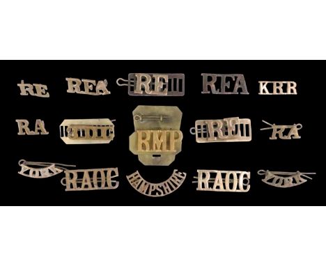A small quantity of British army brass shoulder titles