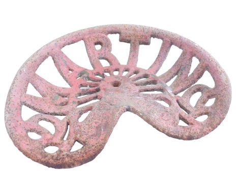 A vintage cast iron tractor seat, Martin, Stamford