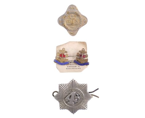 An early 20th Century Salvation Army Girl Guards / Life Saving Guards cap badge together with two Boys' Brigade lapel badges 