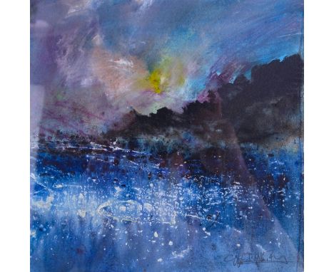Headland and the Seapool,  A contemporary vivid abstract expressionist seascape, watercolour on paper, titled and dated 2007 