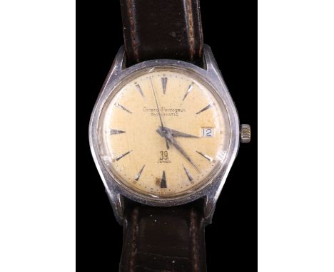 A boxed 1960s Swiss Girard-Perregaux wristwatch, having a 39 jewel Gyromatic movement, a silver dial with dauphine hands and 