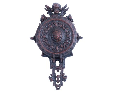 A reproduction cast metal Baroque style folding shelf bracket, 24 cm