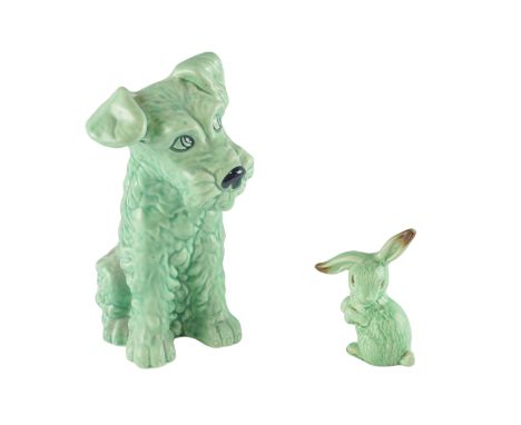 A large Sylvac figure of a terrier, model 1380, and a rabbit, model 1302, 28.5 cm and 13 cm respectively 