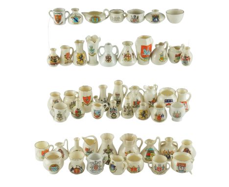 A quantity of W H Goss and other crested china vases, jugs, etc
