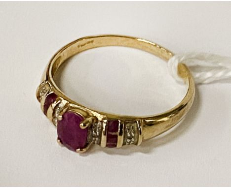 GOLD &amp; RUBY RING SIZE P - APPROX 1.7 GRAMS