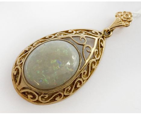 OPAL GOLD PEAR DROP PENDANT - 7.1 GRAMS APPROX