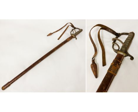 SWORD The blade length is 86 cms approximately and the scabbard length is 88.5 cms approximately.There are no makers marks as