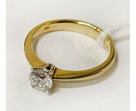 18CT GOLD DIAMOND RING - APPROX 0.50 POINTS - SIZE N