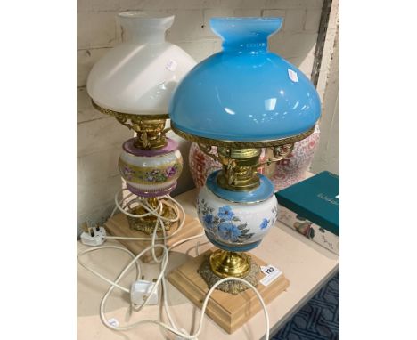 2 OIL LAMP VASELINE GLASS - CONVERTED