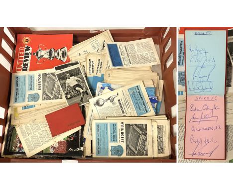 VINTAGE FOOTBALL PROGRAMMES WITH AUTOGRAPH BOOK CONTAINING SPURS PLAYERS &amp; OTHERS