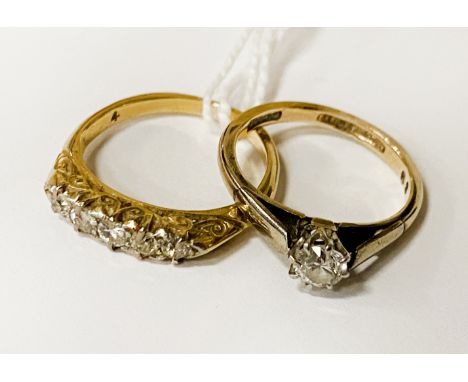 18CT YELLOW GOLD &amp; DIAMOND RING &amp; 9CT YELLOW GOLD &amp; DIAMOND RING - SIZES K &amp; I