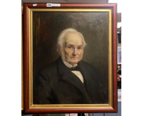 FRENCH SCHOOL FARMED OIL ON CANVAS - PORTRAIT OF A GENTLEMAN - SIGNED &amp; INSCRIBED - 51CM X 61CM
