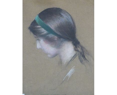 ERNEST FOSBERY.  (1874-1960)   PORTRAIT OF A GIRL, AN INDISTINCTLY SIGNED PASTEL.   30 x 22cms TOGETHER WITH ANOTHER PORTRAIT