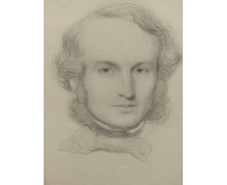 ATTRIBUTED TO SAMUEL LAWRENCE.  (1811-1884)   PORTRAIT OF A GENTLEMAN, CHARCOAL DRAWING.   42 x 30cms.