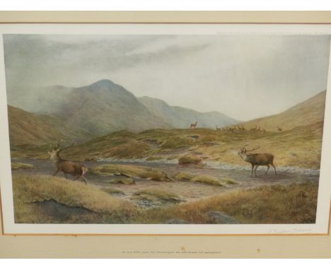 AFTER V.BALFOUR-BROWNE.  (1880-1963)   SIX COLOUR PRINTS OF DEER IN THE HIGHLANDS, EACH PENCIL SIGNED.   29 x 42cms.  (6)