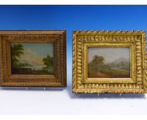 OLD MASTER SCHOOL.   TWO RIVER LANDSCAPES, ONE OIL ON COPPER AND ONE OIL ON PANEL, LARGEST   10 x 13cms.