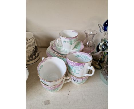 Pre Shelley Wileman 5 cups and saucers. 