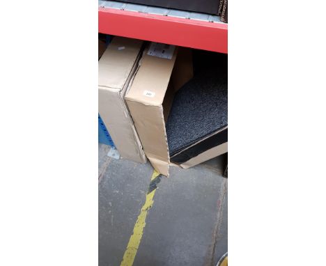 Two boxes of carpet tiles, one grey and one blue - approx 5m square coverage ( approx 20 in each box ). 