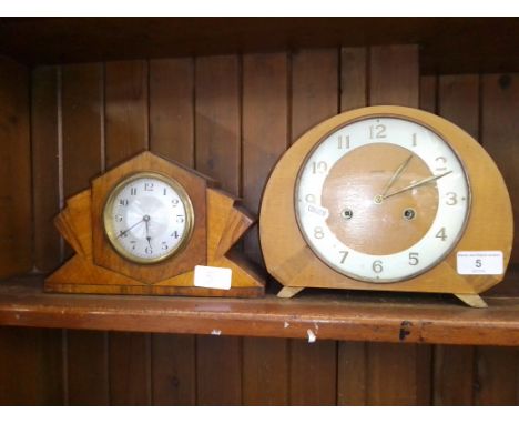 An Art Deco mantle clock and a Smith's mantle clock. 