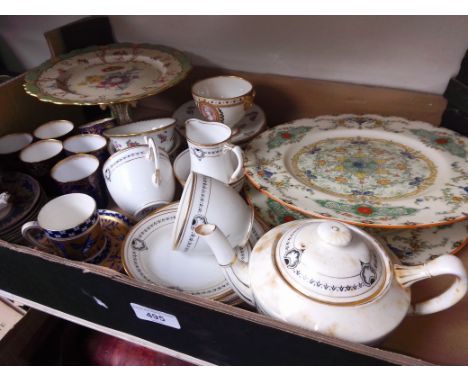 A box of assorted cabinet china, various manufacturers to include Royal Albert, Royal Worcester, etc. 