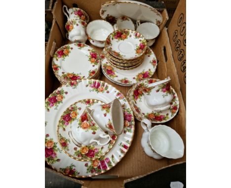 Approx 49 pieces of Royal Albert "Old Country Roses" to include milk jug, diner plates, fruit plates, side plates, cake plate