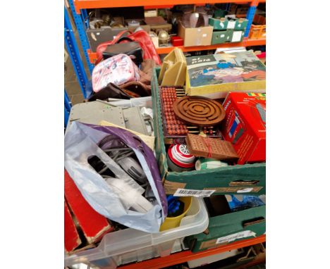 3 boxes of games and toys to include wooden, tin, various boxed ones, PS1, etc. together with an old bagatelle. 