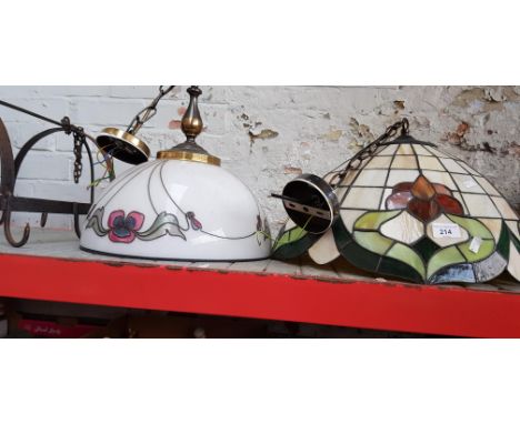 A Tiffany style lamp and another. 