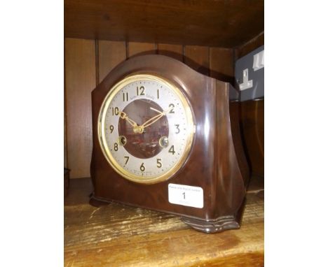A 1950s vintage Smiths Enfield bakelite mantel clock. 