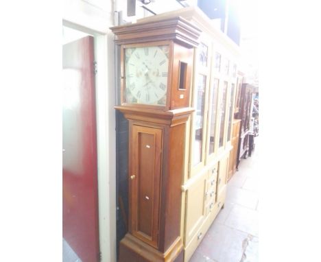 A longcase clock with enamelled dial. 