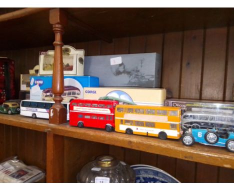 A selection of die-cast model vehicles to include boxed ones, Corgi, Days Gone, buses, etc. 