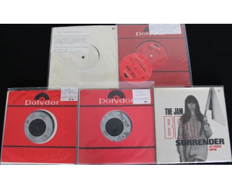 THE JAM - UK 7" PROMOS - A fantastic selection of 5 x scarce 7" promos. Titles are "Snap" Hits Medley (1983 Polydor white lab
