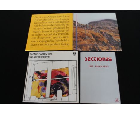 SECTION 25 - An outlandish pack of the band's first 3 LPs and a rare promotional '1985 Biography' press pack. Titles are of c