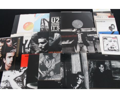 U2 - A lovely collection of 15 x 12" releases and 9 x 7" sides. Titles include Outside It's America (JOSHUA THREE pic disc), 