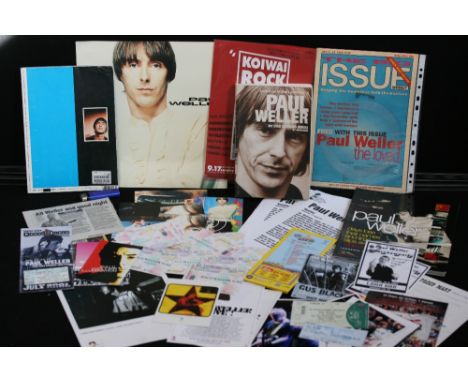 PAUL WELLER MEMORABILIA - large pack of memorabilia to include books, tickets, photographs, postcards, flyers, promo lighter 