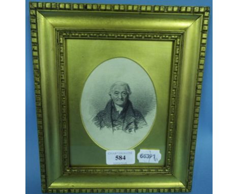 A 19th century oval bust portrait miniature, of a gentleman, wearing a crevat, pencil, 11.5 x 9 cm