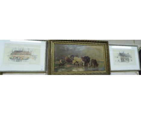 A Terry Whitworth limited edition print, Thomas Hardy's Birthplace, 101/950, and another The Pitchmarket - Cerne Abbas - Dors