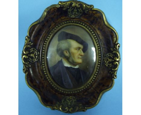 German school, a bust portrait miniature of a gentleman, indistinctly signed, 8 x 6.5 cm