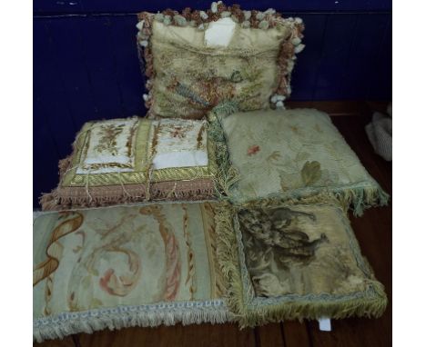 Assorted tapestry covered cushions