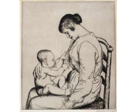 A Dame Laura Knight artist's proof etching, Mother and Child, limited edition of 40, signed  See illustration