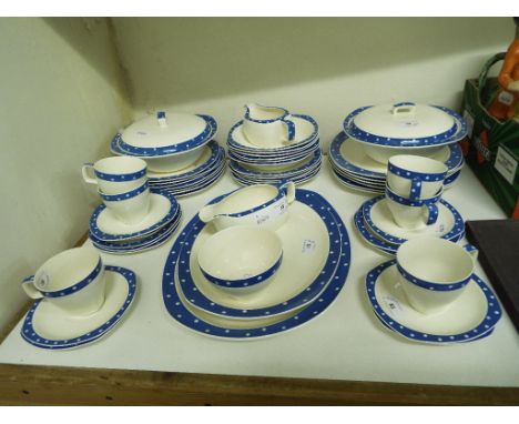 Assorted Midwinter Stylecraft Blue Domino pattern tablewares, including two sauce boats, two tureen dishes and covers, and di