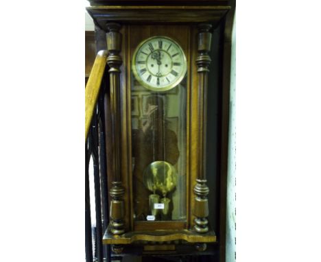 A Vienna regulator style wall clock, the dial with Roman numerals, signed Gustav Becker, 93 cm high Condition report Report b