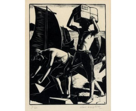 A Clare Leighton artist's proof etching, carrying stores, 11/40, signed  See illustration