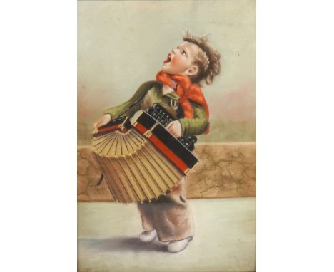 EUROPEAN SCHOOL (20th century)Child with an accordion, pastel, signed 'Diosy', 40.2cm x 26.4cm 