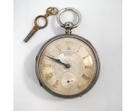 VICTORIAN SILVER CASED OPEN FACE POCKET WATCHby 'John Forrest Chronometer Maker to the Admiralty London E.C. 36461', with Rom