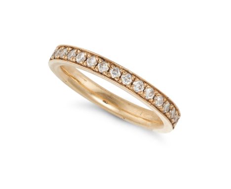 NO RESERVE - A DIAMOND FULL ETERNITY RING in yellow gold, set all around with a row of round brilliant cut diamonds, no assay