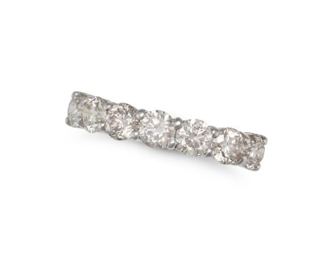 A DIAMOND HALF ETERNITY RING in 18ct white gold, set with seven round brilliant cut diamonds all totalling 2.17 carats, inscr