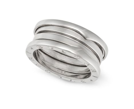 BULGARI, A B ZERO 1 RING in 18ct white gold, with engraved lettering 'BVLGARI' to the sides, signed Bvlgari, stamped 750, siz