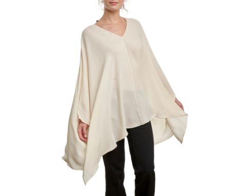 VALENTINO GARAVANI LONGLINE SILK BOW BLOUSECondition grade B.Size Italian 42. 100cm chest, 85cm length. Cream toned longline 