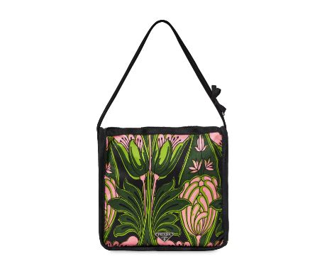 PRADA VINTAGE PRINTED NYLON BAGCondition grade A-.20cm long, 19cm high. 17cm strap drop. Black, green, and pink toned nylon w